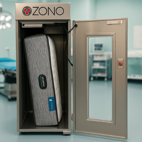 Mattress inside ZONO TripleDeep Chamber during ozone treatment